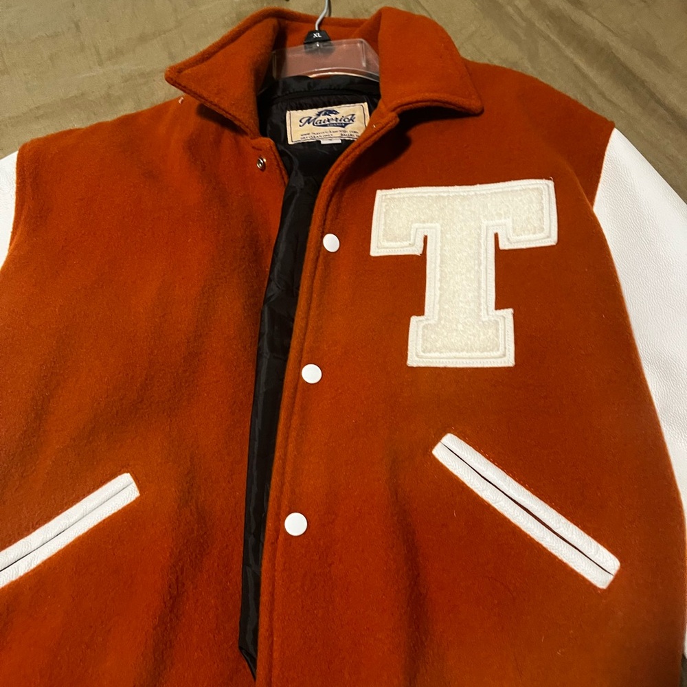 UT Austin letterman jacket. So dope.